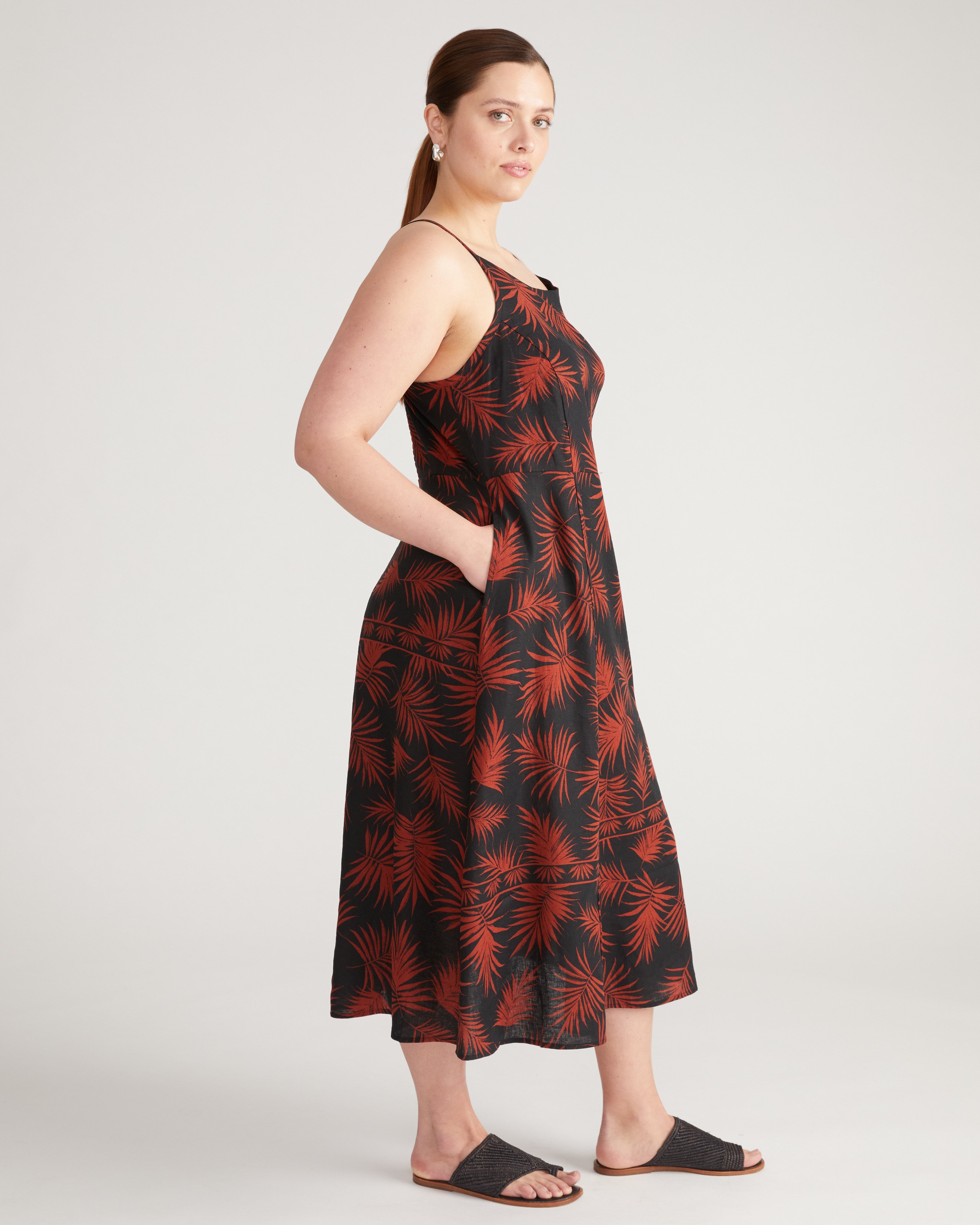 Kuki Linen Blend Midi Dress - Bohem Print