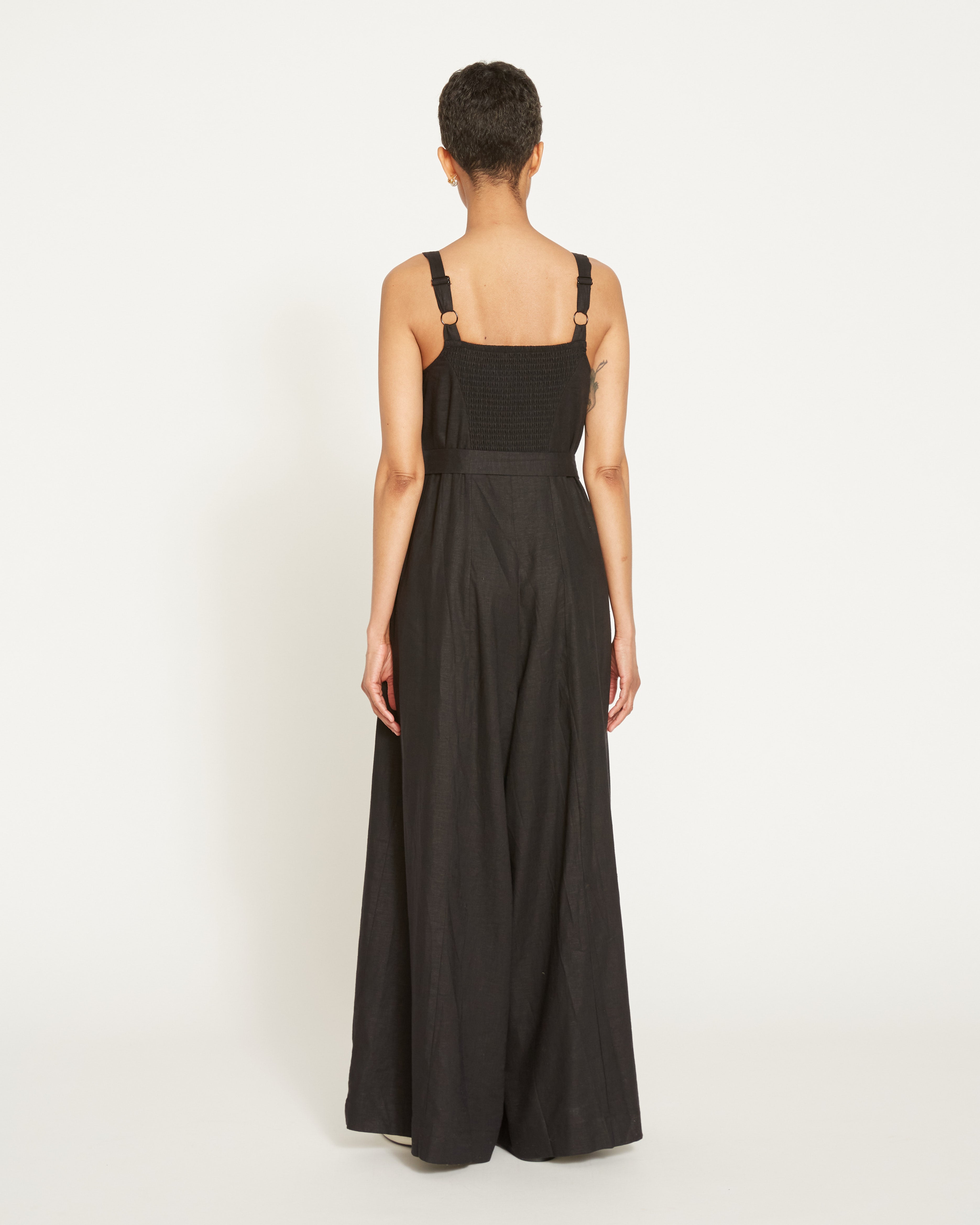 Promenade Linen Blend Jumpsuit - Black