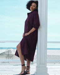 Odeon Linen Blend Shirtdress - Acai
