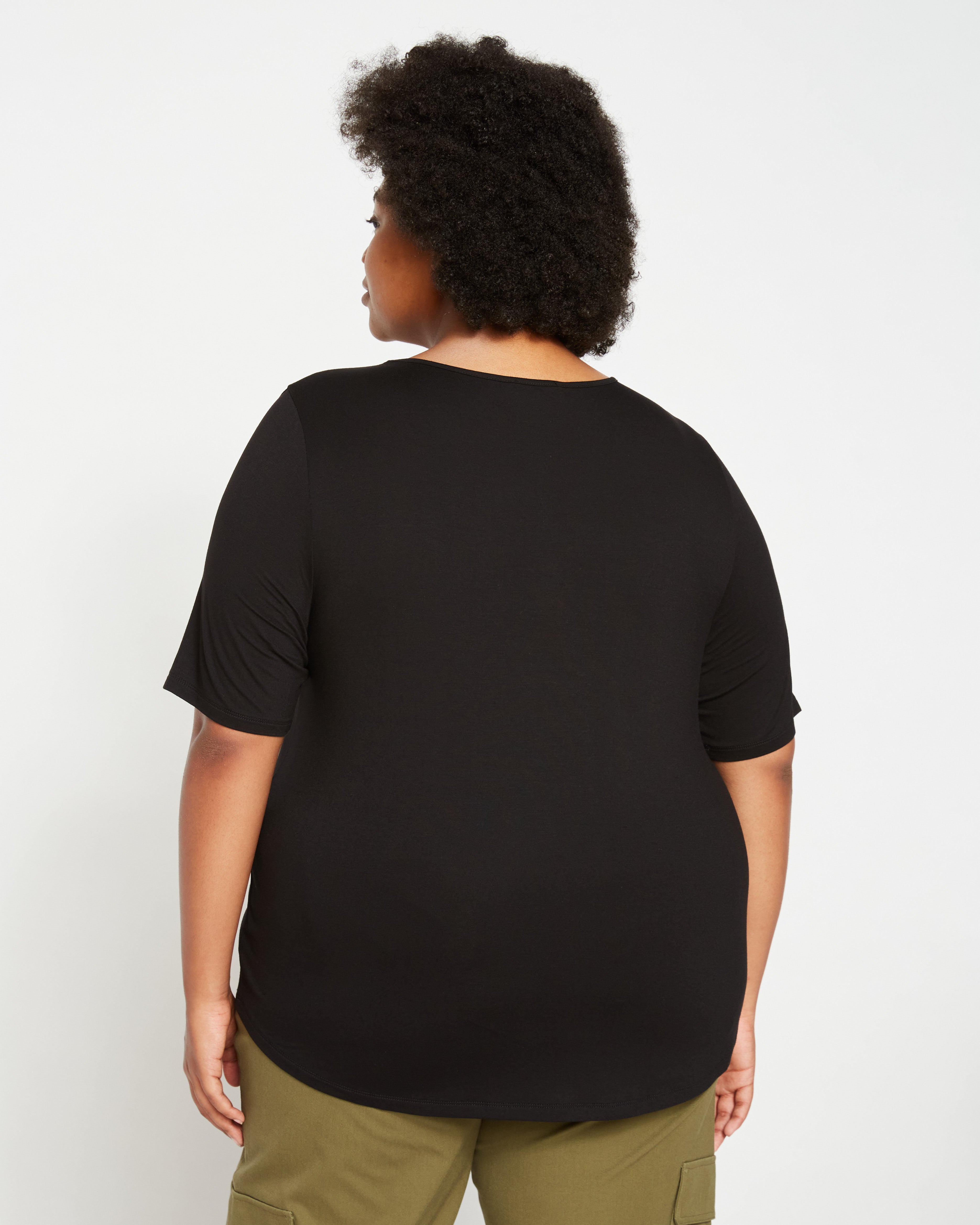 Lily Liquid Jersey Crew Neck Stovepipe Tee - Black