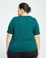 Lily Liquid Jersey Crew Neck Stovepipe Tee - Forest Green
