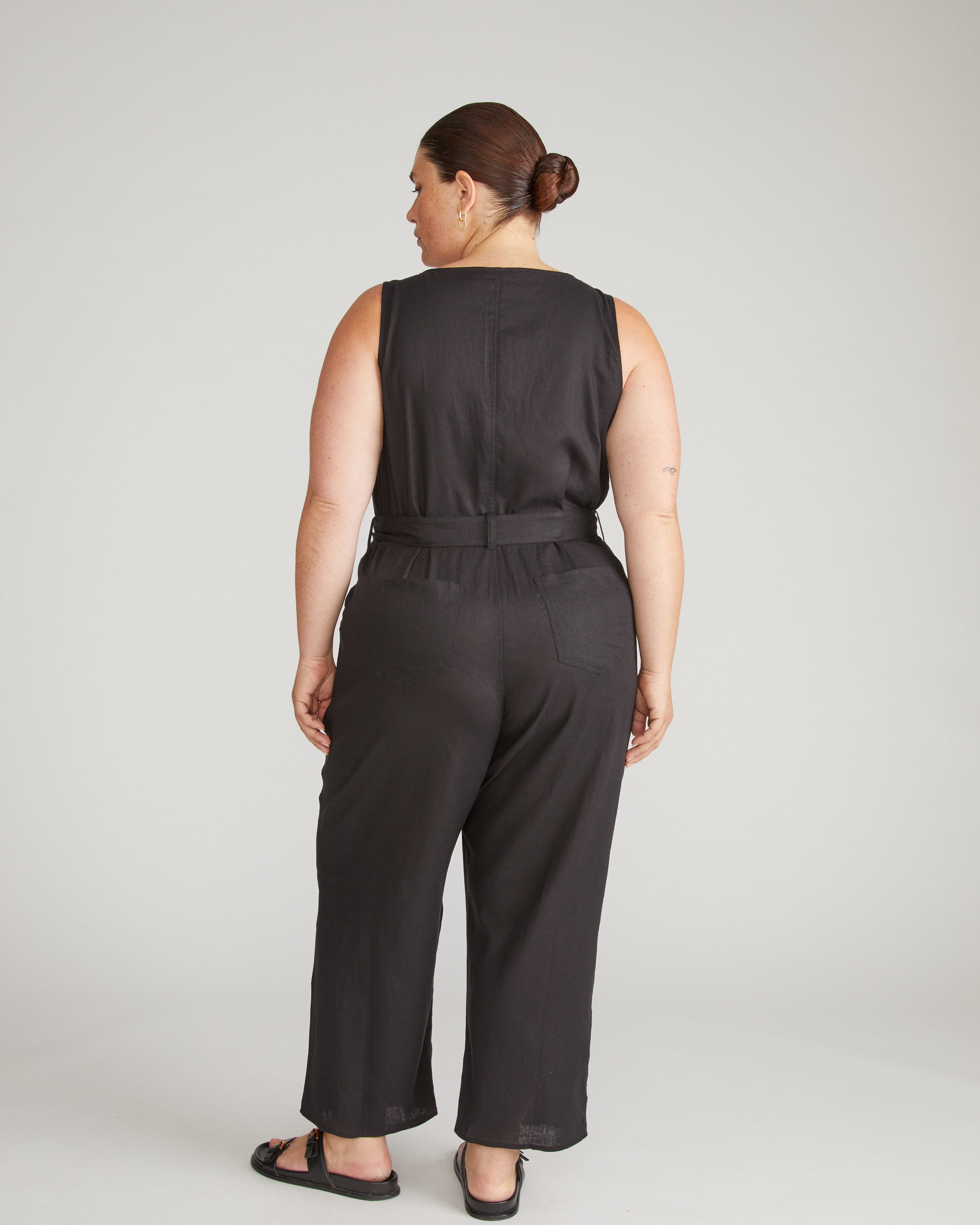 Matilda Linen Blend Jumpsuit - Black