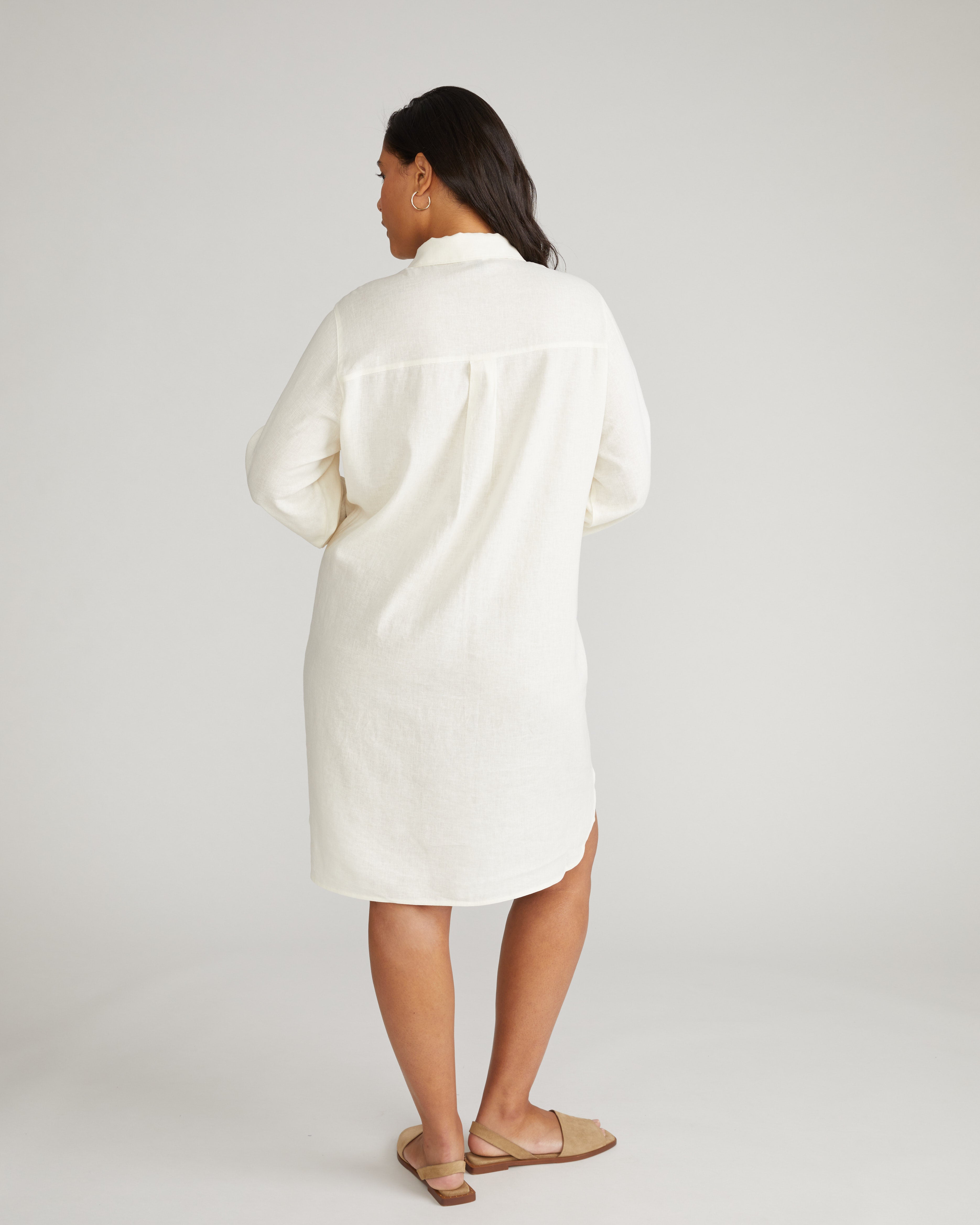 Linen Blend Rubicon Shirtdress - Natural White