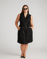Hudson Linen Blend Trench Dress - Black