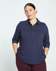 Elbe Popover Liquid Jersey Shirt Classic Fit - Midnight