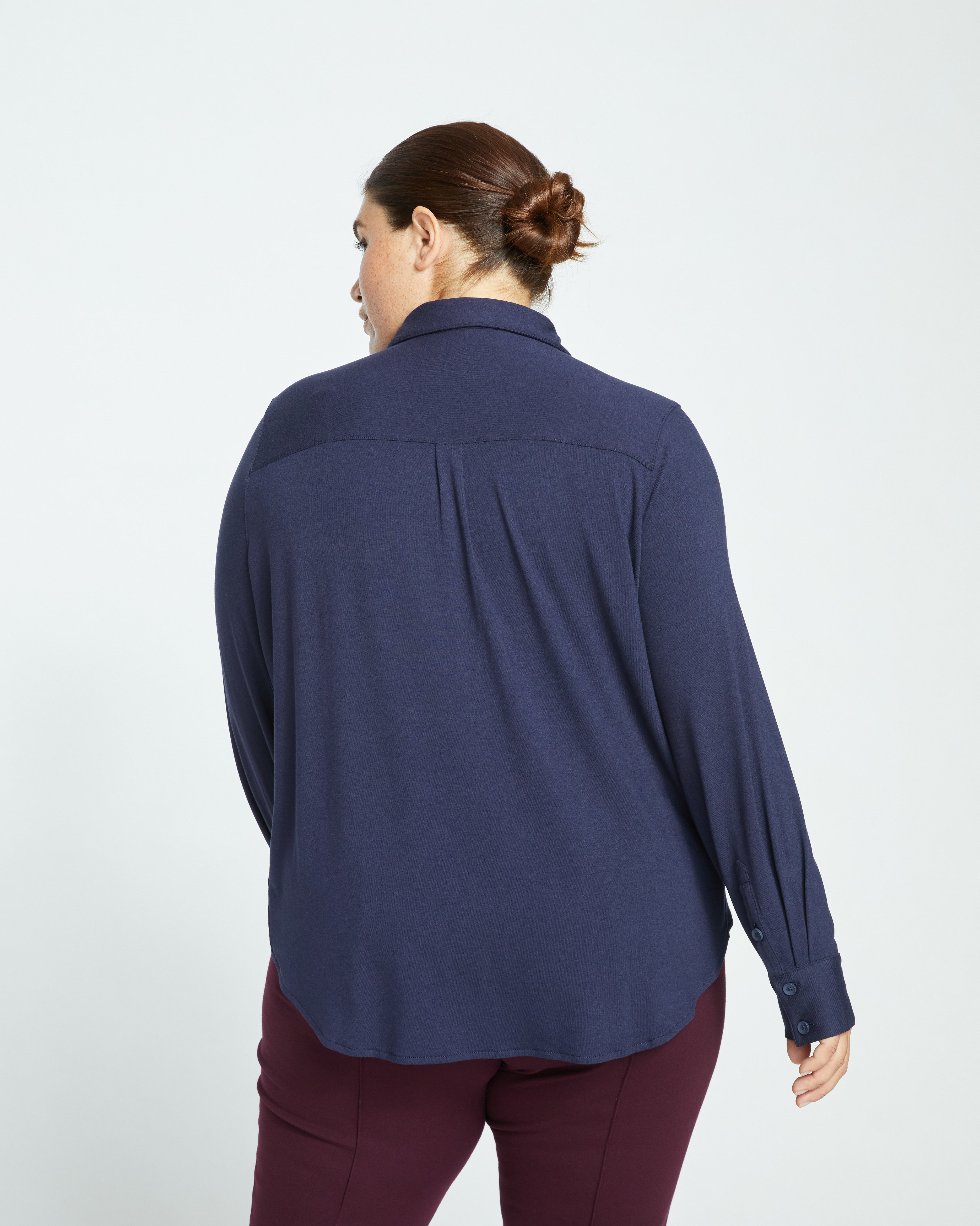 Elbe Popover Liquid Jersey Shirt Classic Fit - Midnight