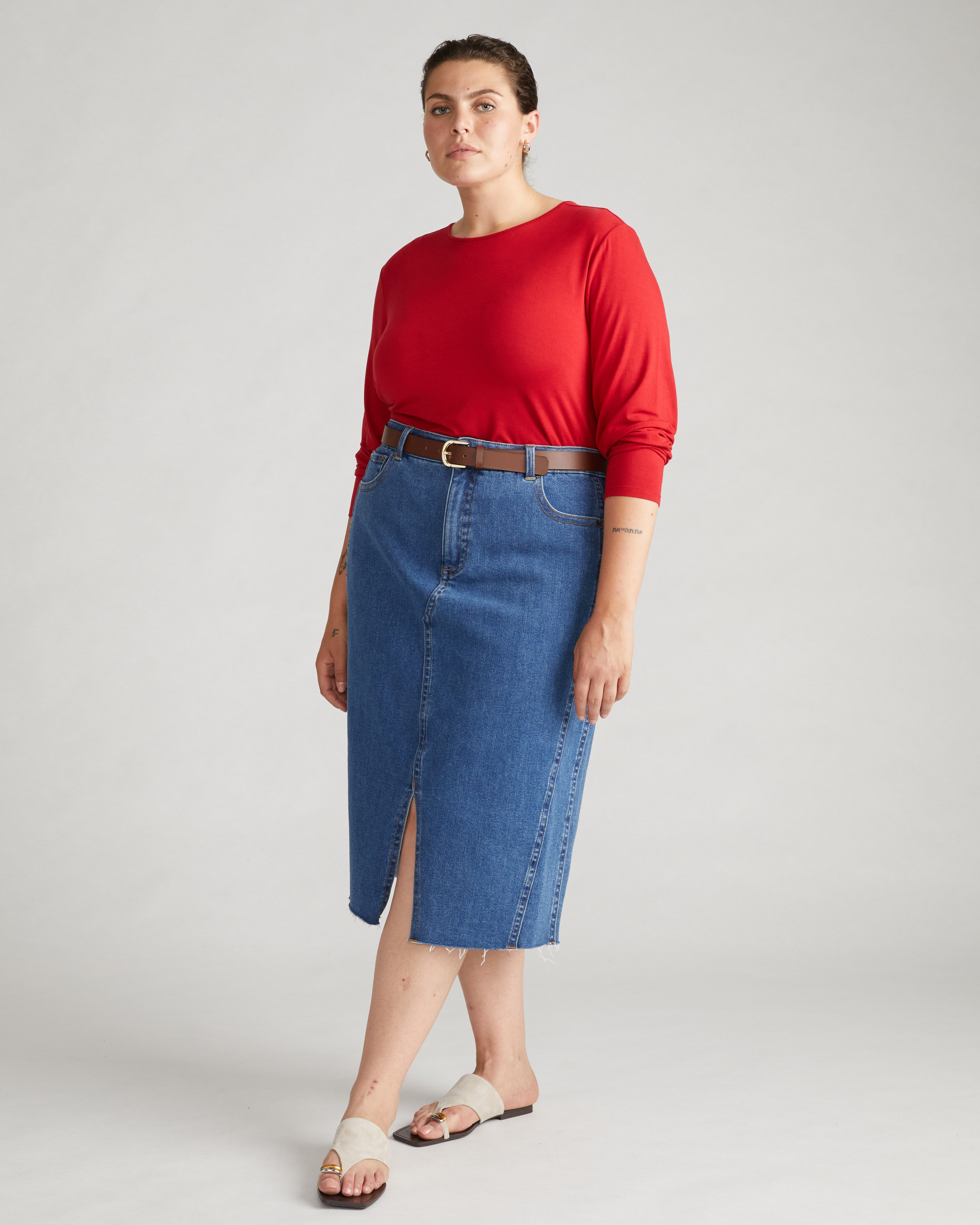 Joan Liquid Jersey Long Sleeve Top - New York Red