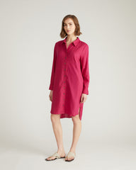 Seaside Linen Blend Shirtdress - Cerise