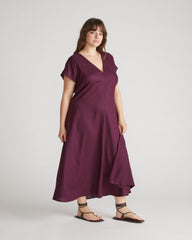 Louvre Bow Back Linen Blend Dress - Acai