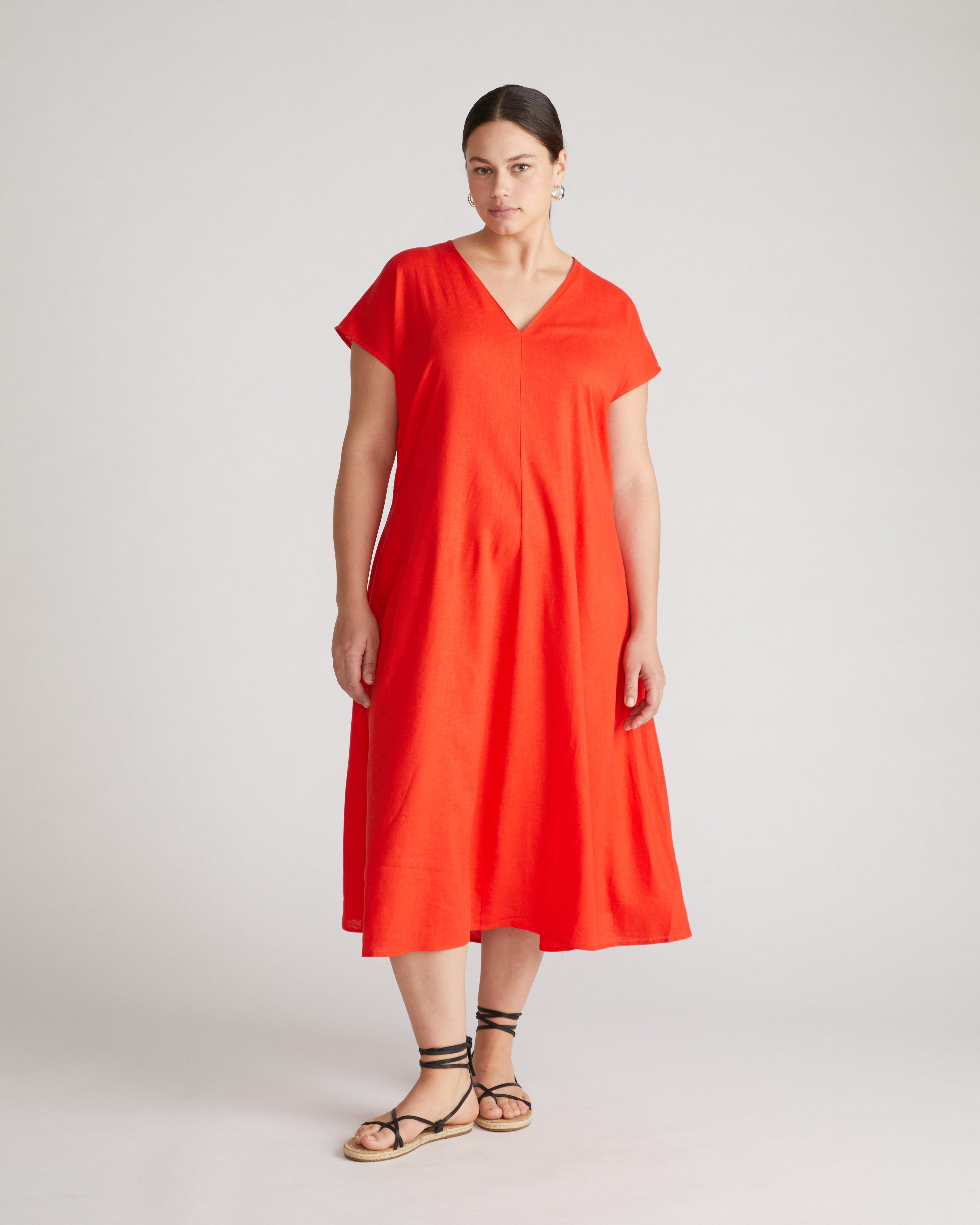 Louvre Bow Back Linen Blend Dress - Shoreline Sunset