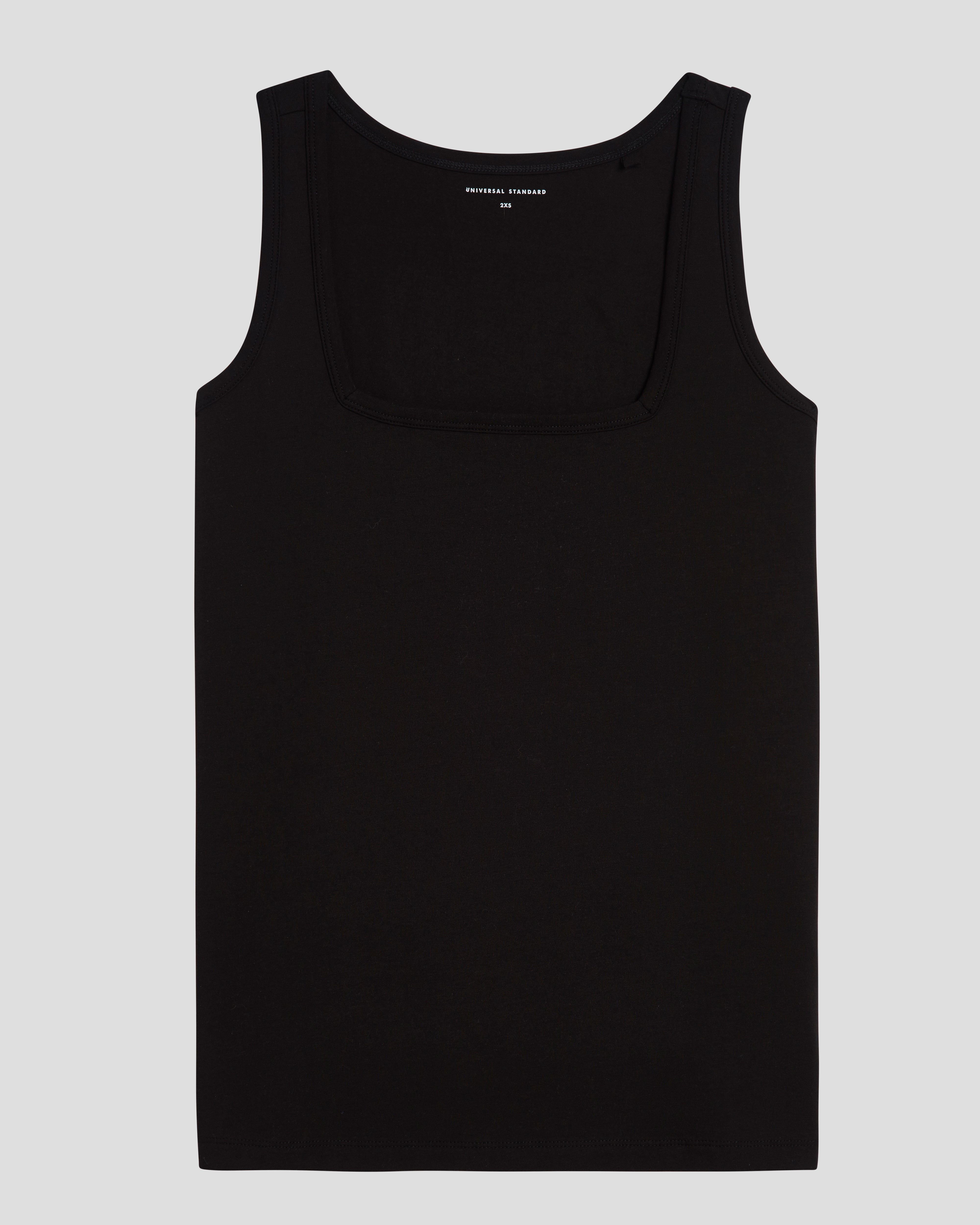 Square Neck Tank Top - Black