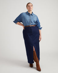 ComfortDenim Maxi Skirt - Dark Indigo