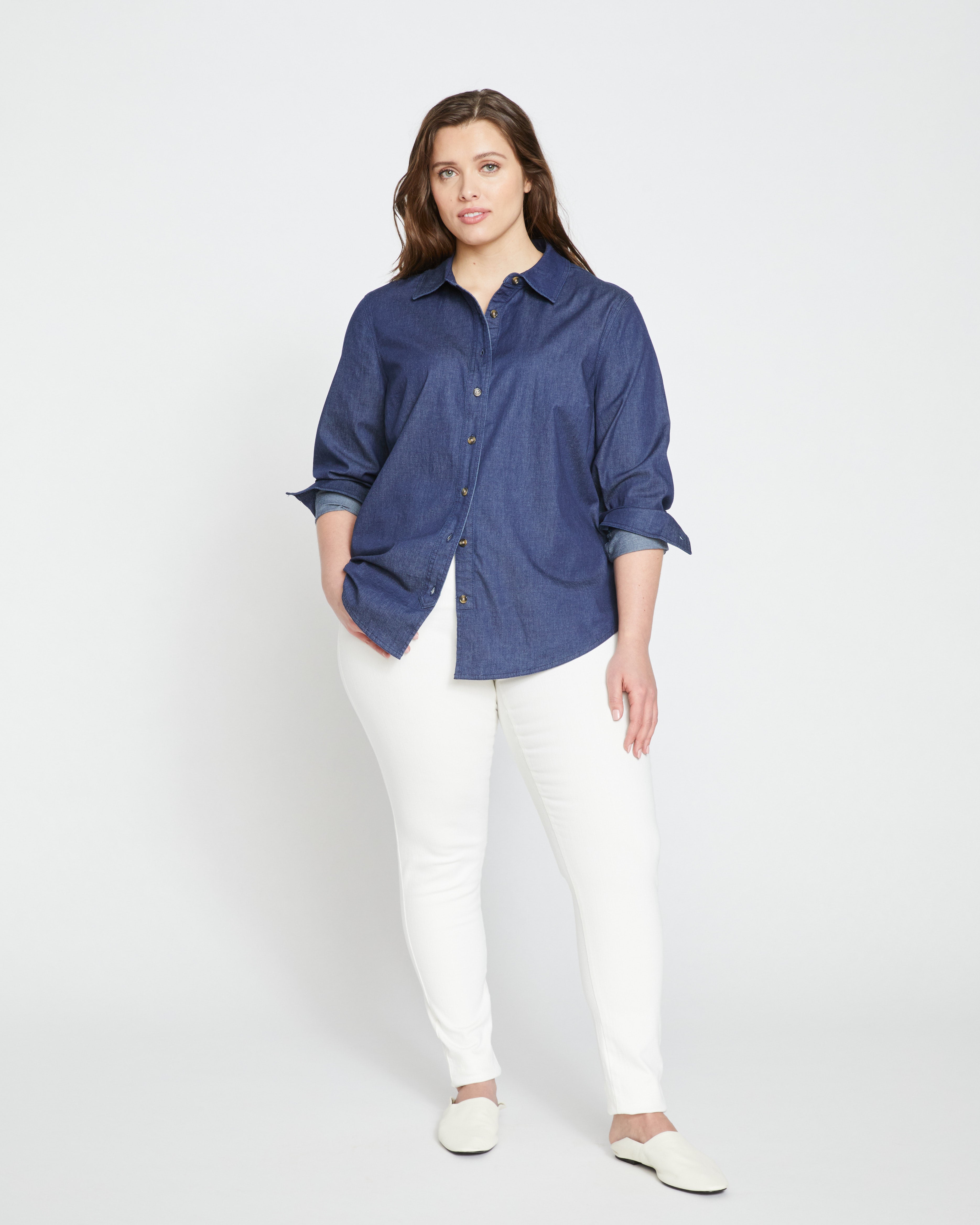 Minimalist Stretch Cotton Chambray Shirt - Dark Indigo
