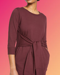 Misa Tie Sweatshirt Dress - Black Cherry