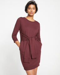 Misa Tie Sweatshirt Dress - Black Cherry