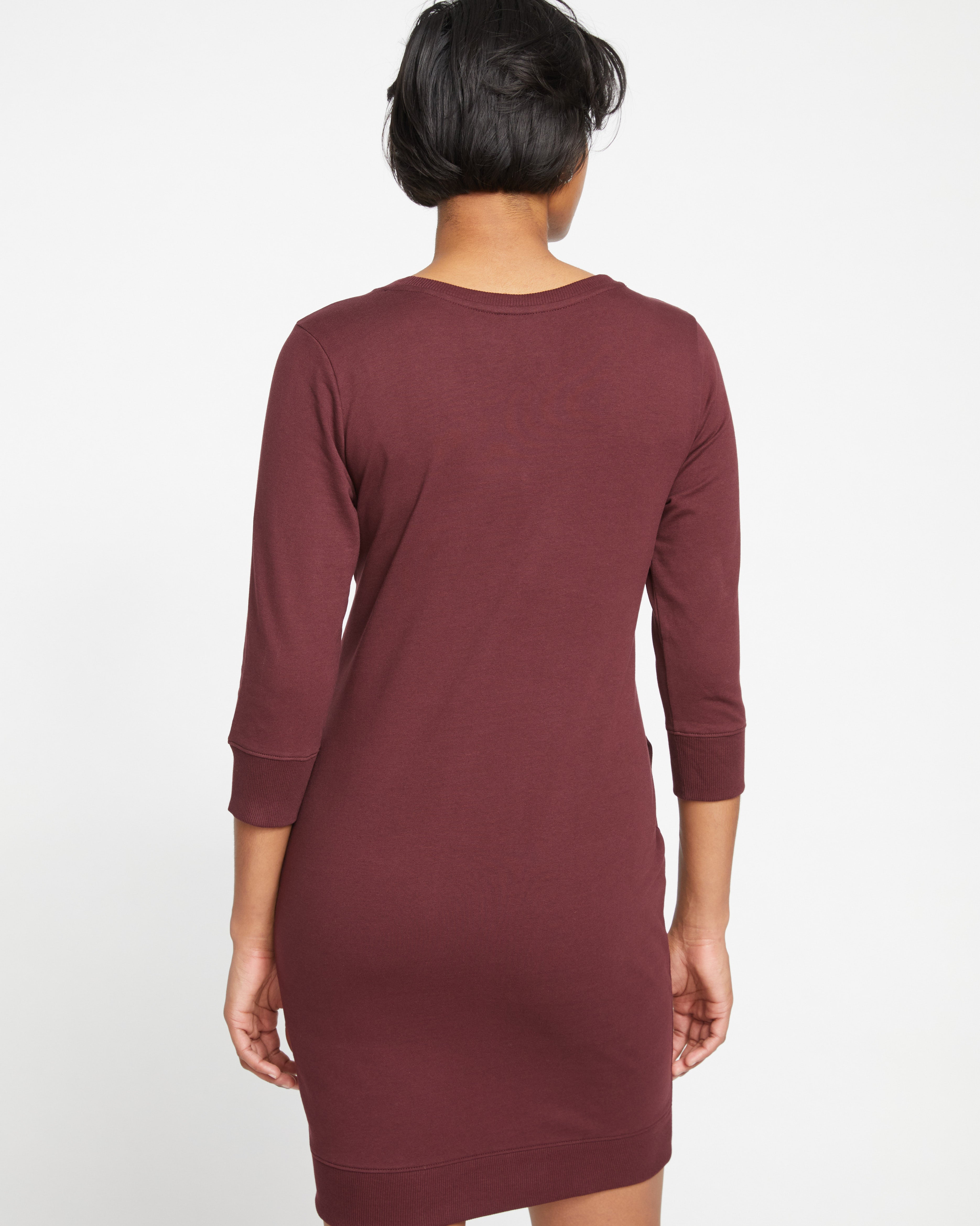 Misa Tie Sweatshirt Dress - Black Cherry