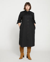 Odeon Stretch Poplin Shirtdress - Black