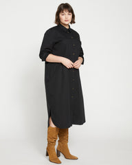 Odeon Stretch Poplin Shirtdress - Black