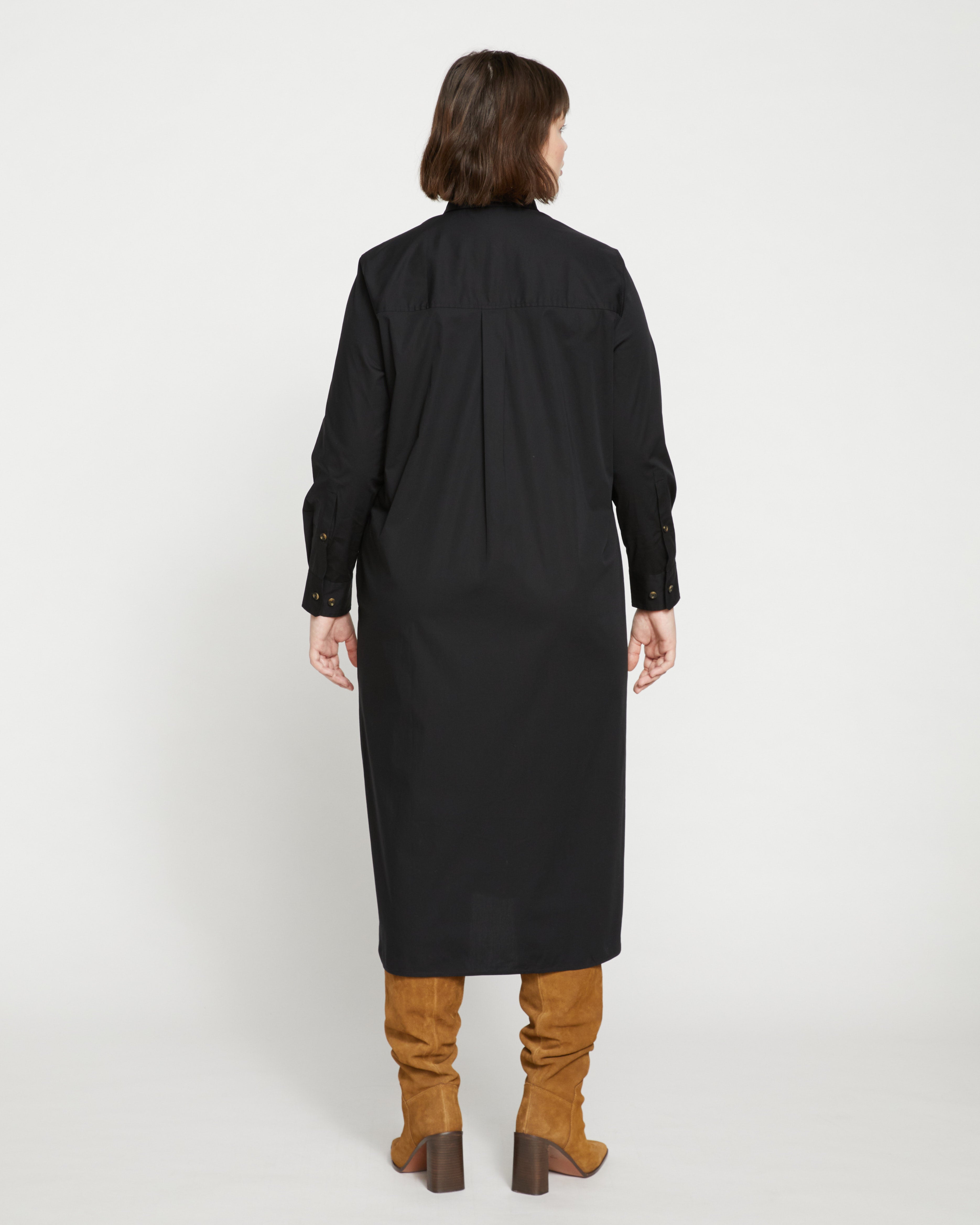 Odeon Stretch Poplin Shirtdress - Black