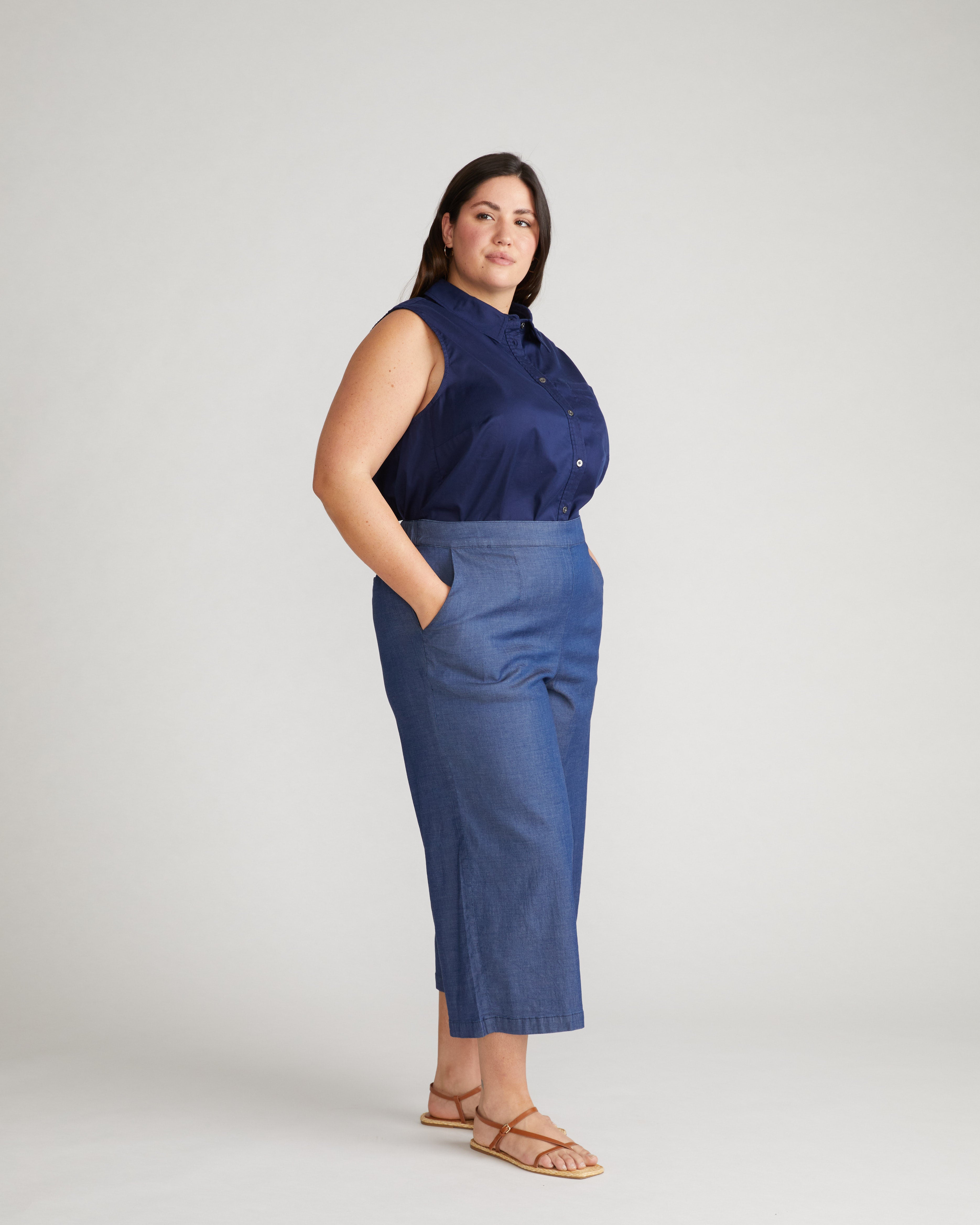 Perfect Tencel Chambray Culottes - Midnight Blue