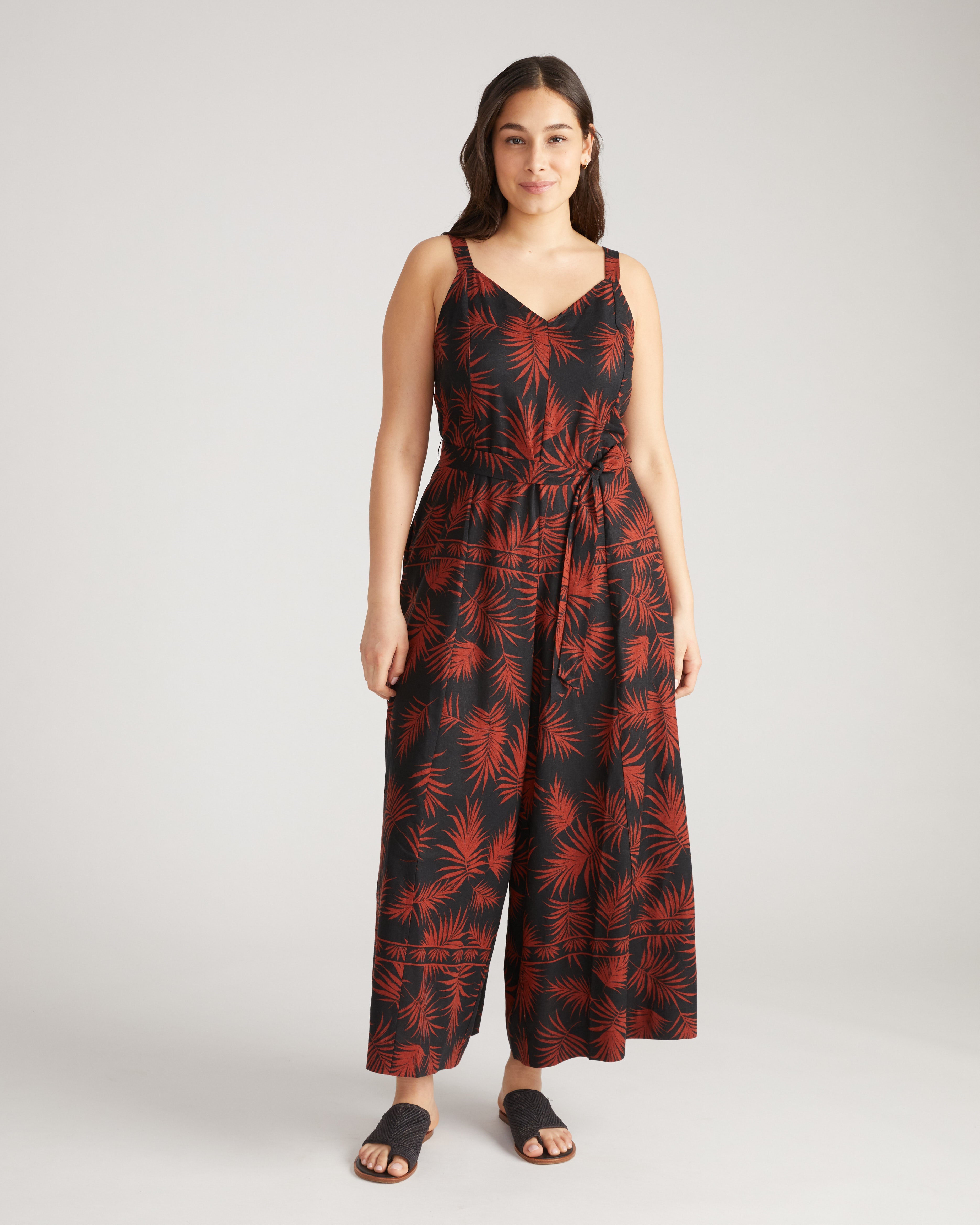 Promenade Linen Blend Jumpsuit - Bohem Print