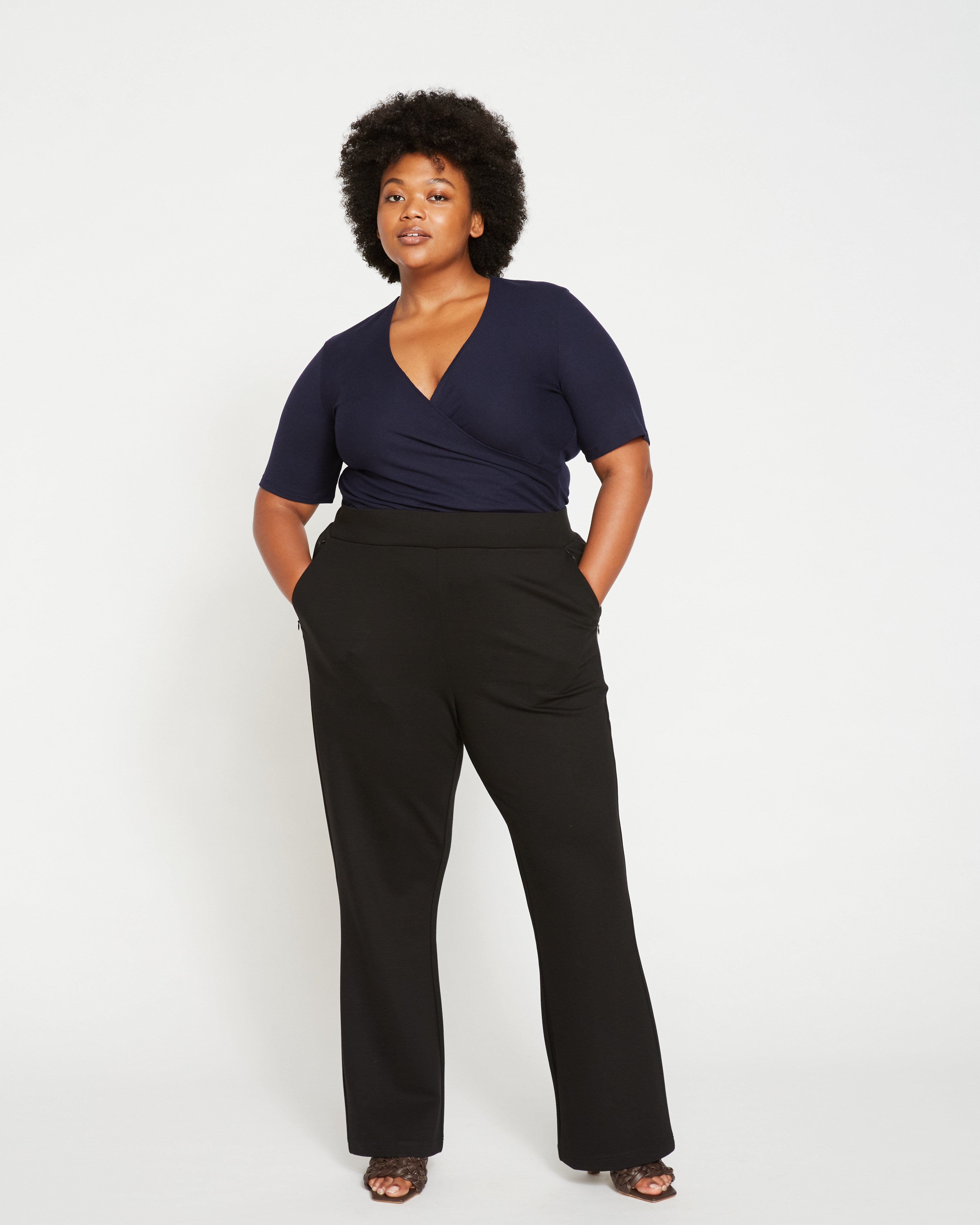 Pull On Bootcut Ponte Pants - Black