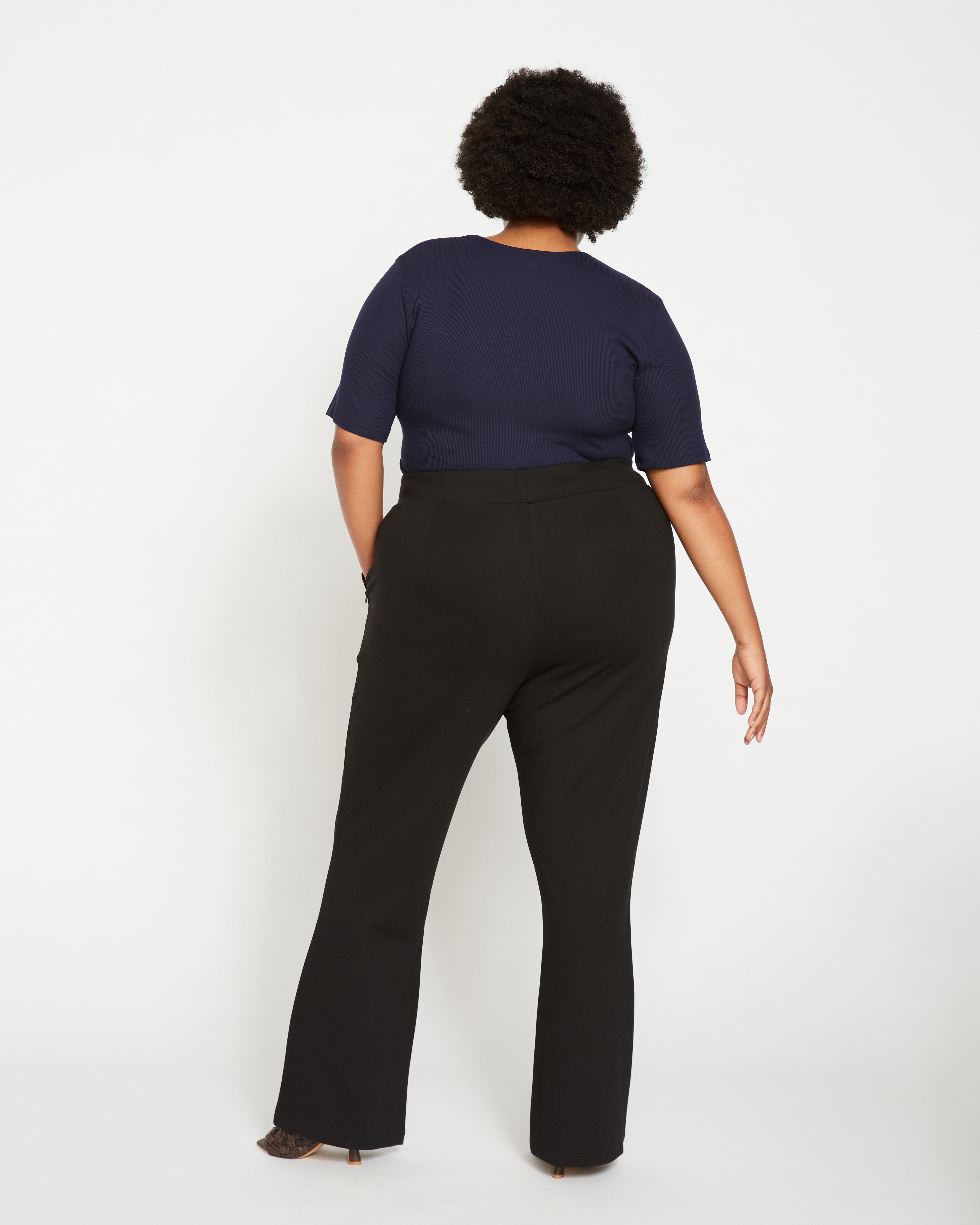 Pull On Bootcut Ponte Pants - Black