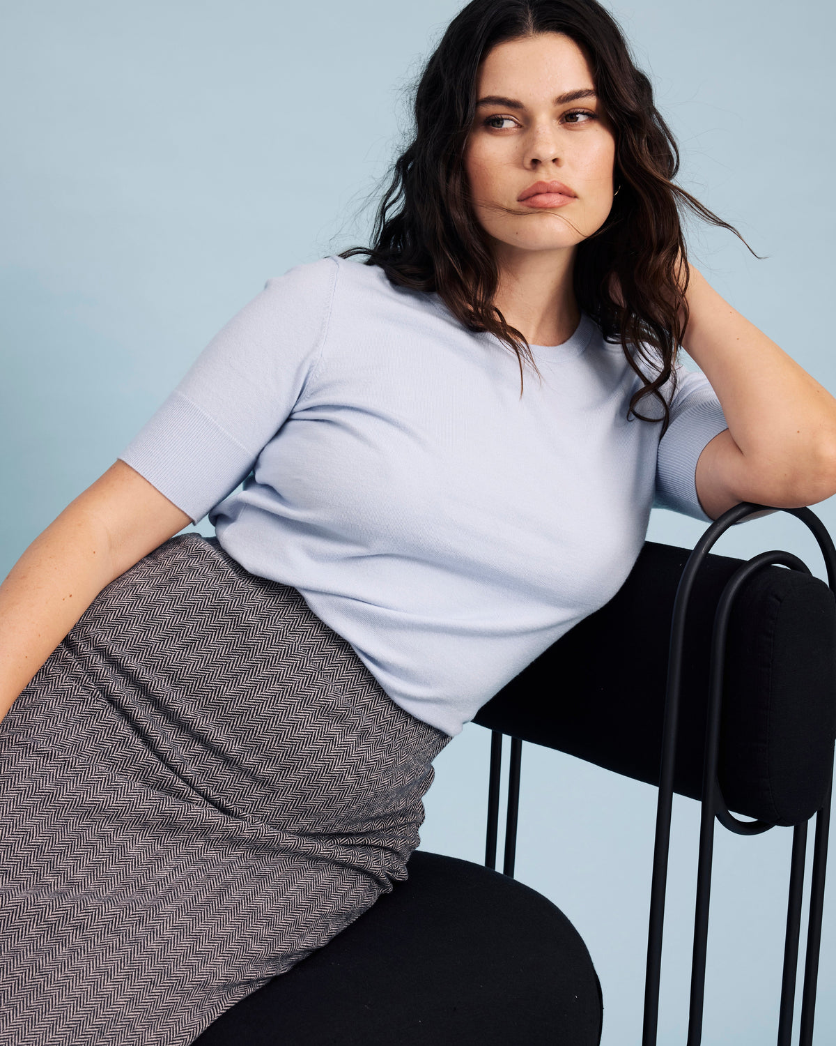 Savvy Fine Knit Sweater Top - Silver Blue