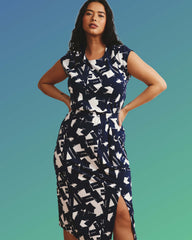 Havana Divine Jersey Dress - Navy Santiago Print