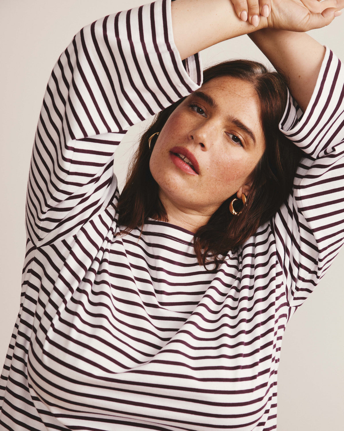 Montauk Breton Stripe Bell Sleeve Top - White/Gamay Stripe