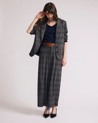 Cropped Wide Leg Ponte Pants - British Plaid