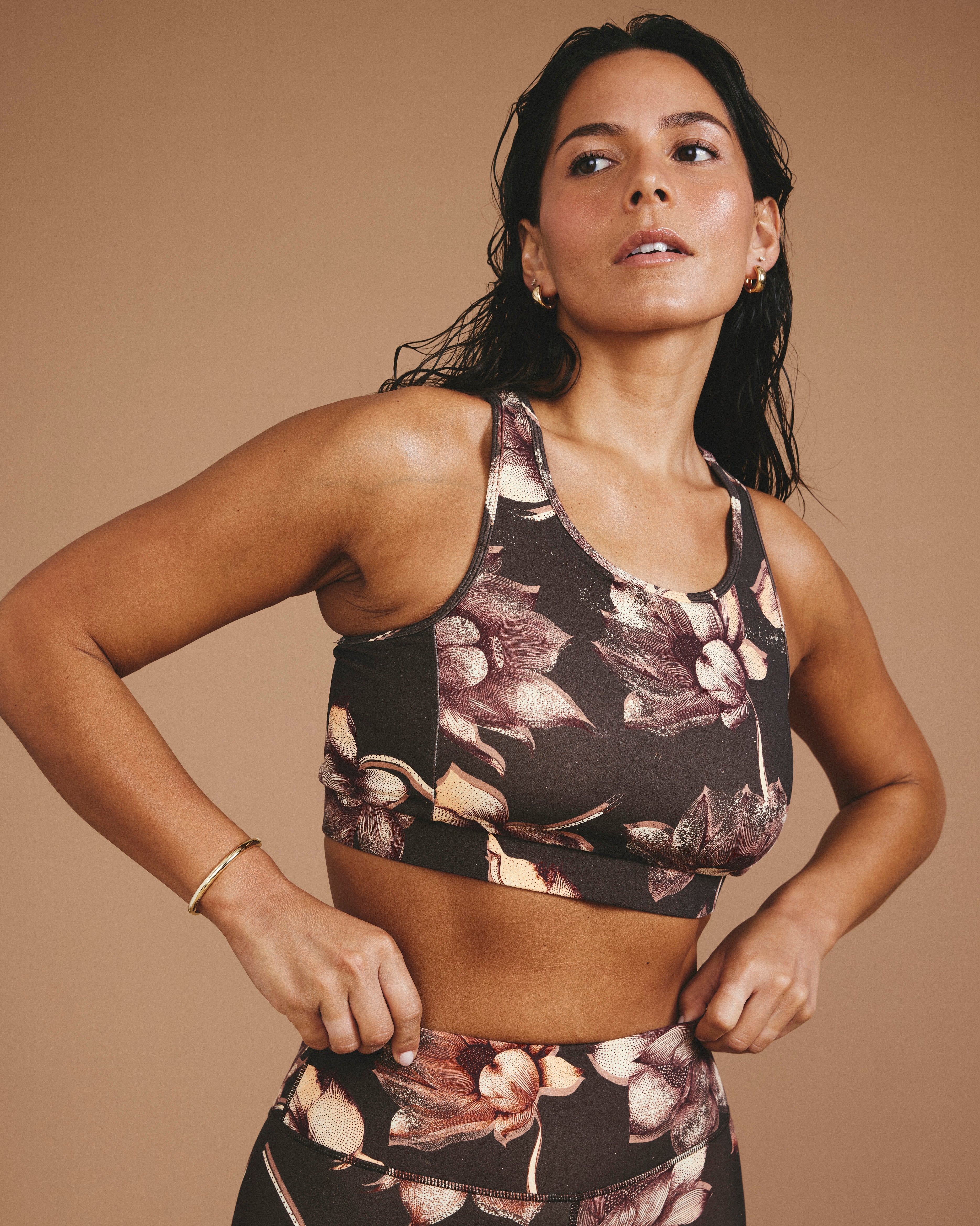 Next-to-Naked Racerback Sports Bra - Lotus Print