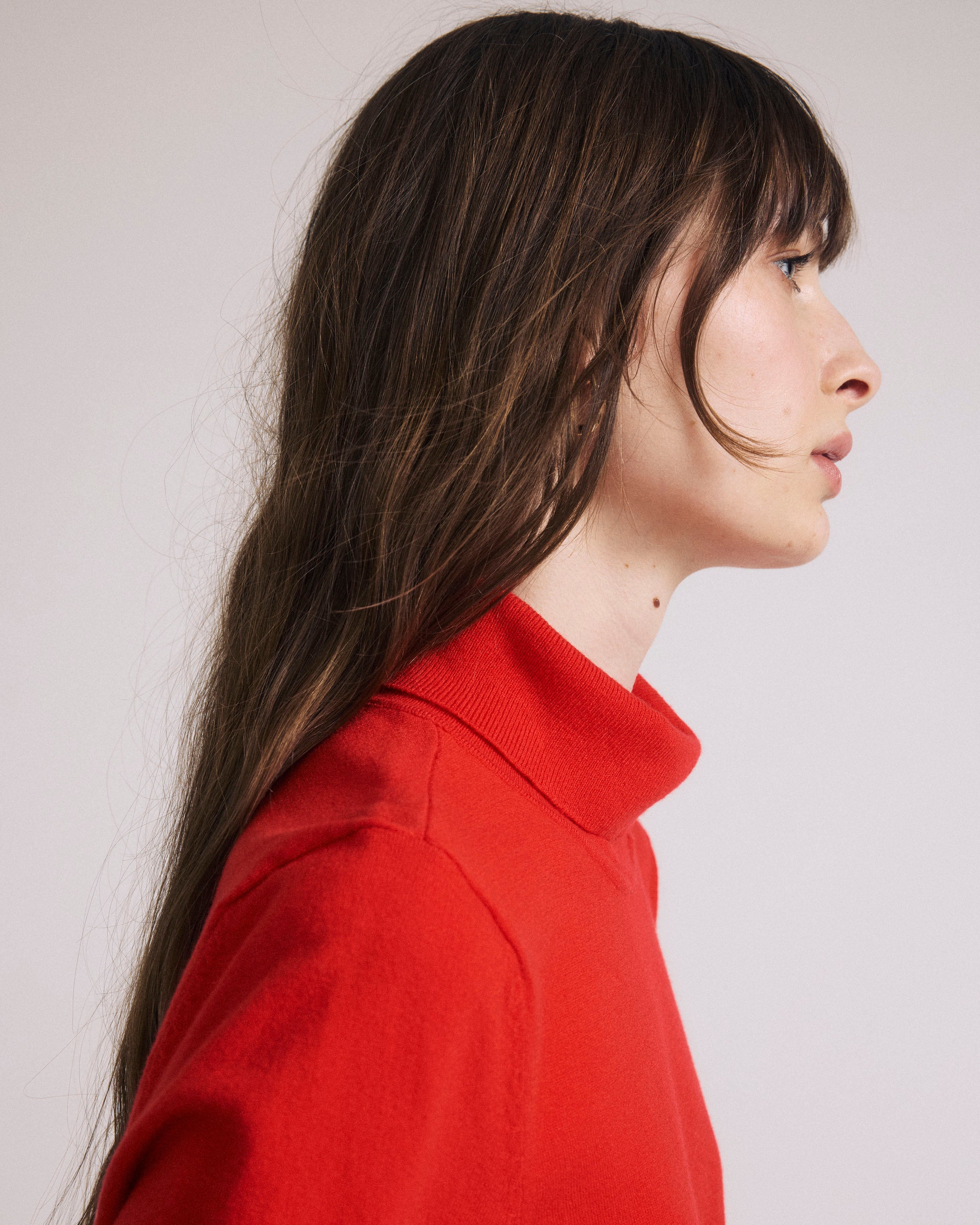 Savvy Fine Knit Turtleneck Sweater Top - Lipstick
