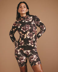 Next-to-Naked Hooded Zip Jacket - Lotus Print