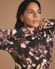 Next-to-Naked Hooded Zip Jacket - Lotus Print