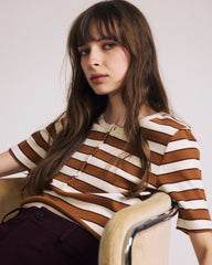 Henley Short Sleeve Ribbed Tee - Baker Street Stripe