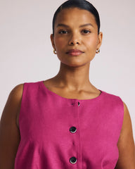 Tamsin Stretch Linen Blend Vest - Hyper Pink