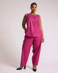 Lou Barrel Leg Linen Blend Pants - Hyper Pink