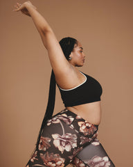 Next-to-Naked Racerback Sports Bra - Deep Brown/Dove Wing Trim