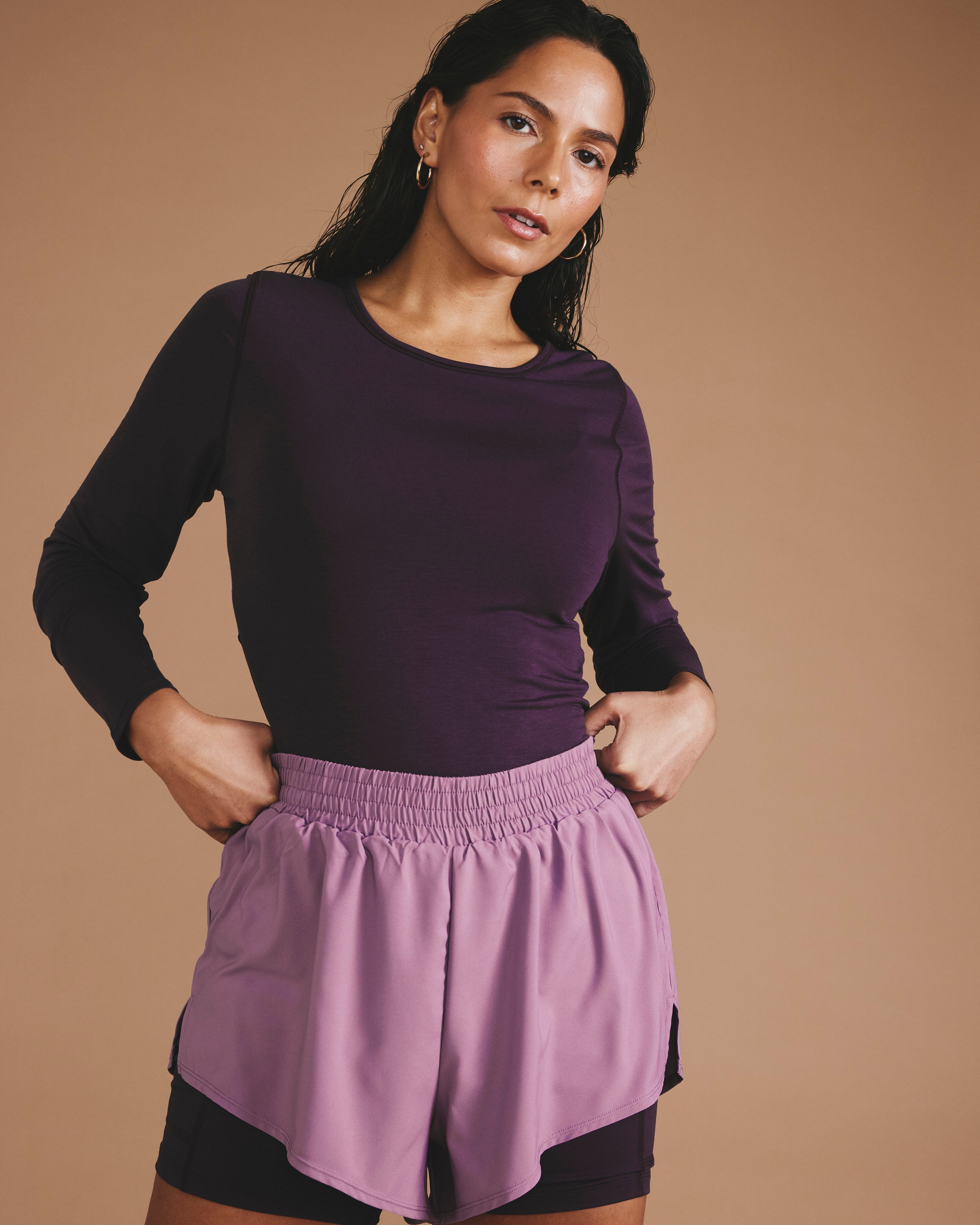 Mia Long Sleeve Movement Tee - Purple Jewel