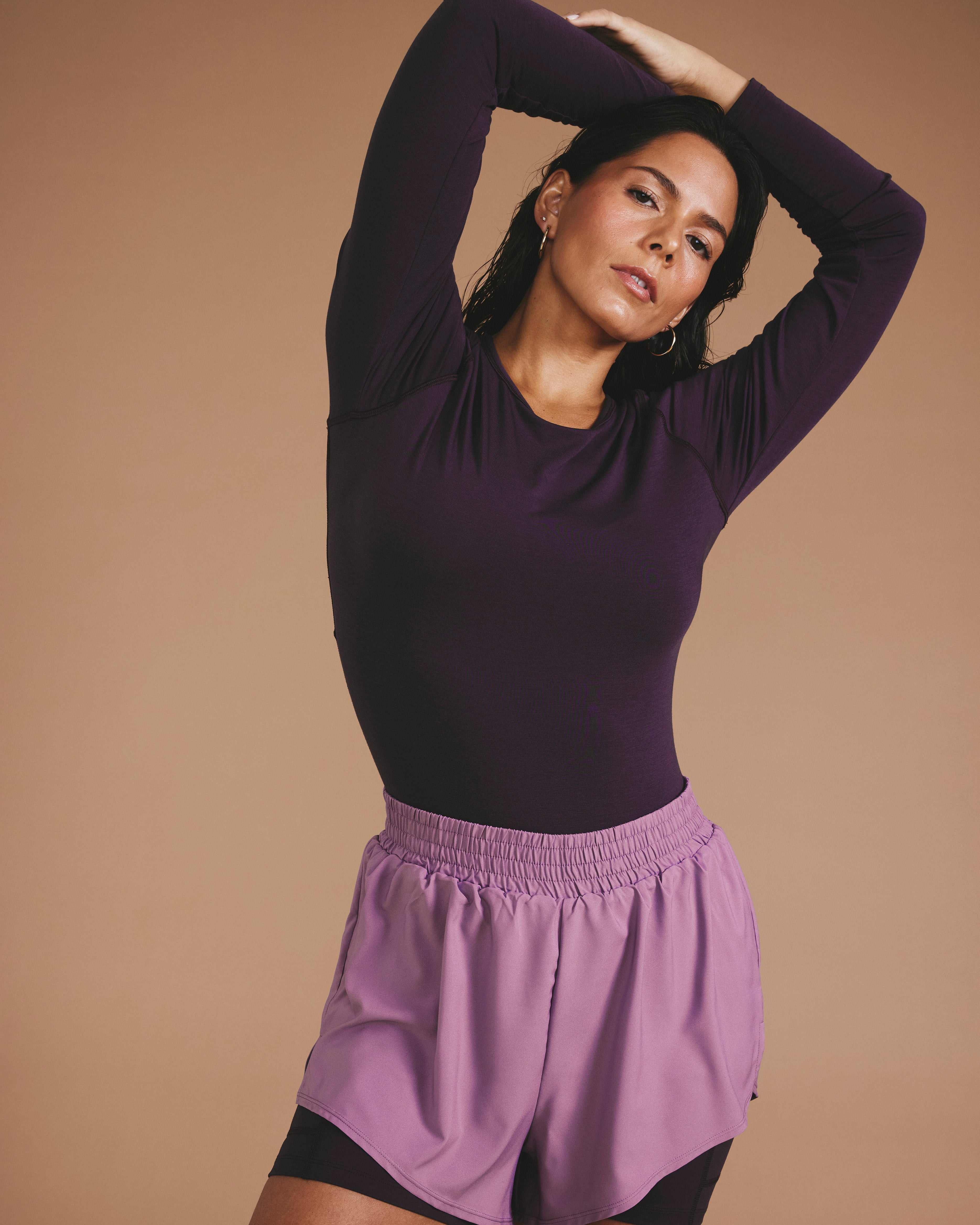 Mia Long Sleeve Movement Tee - Purple Jewel