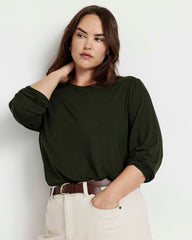 Joan Liquid Jersey Long Sleeve Top - Coratina Green