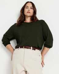 Joan Liquid Jersey Long Sleeve Top - Coratina Green