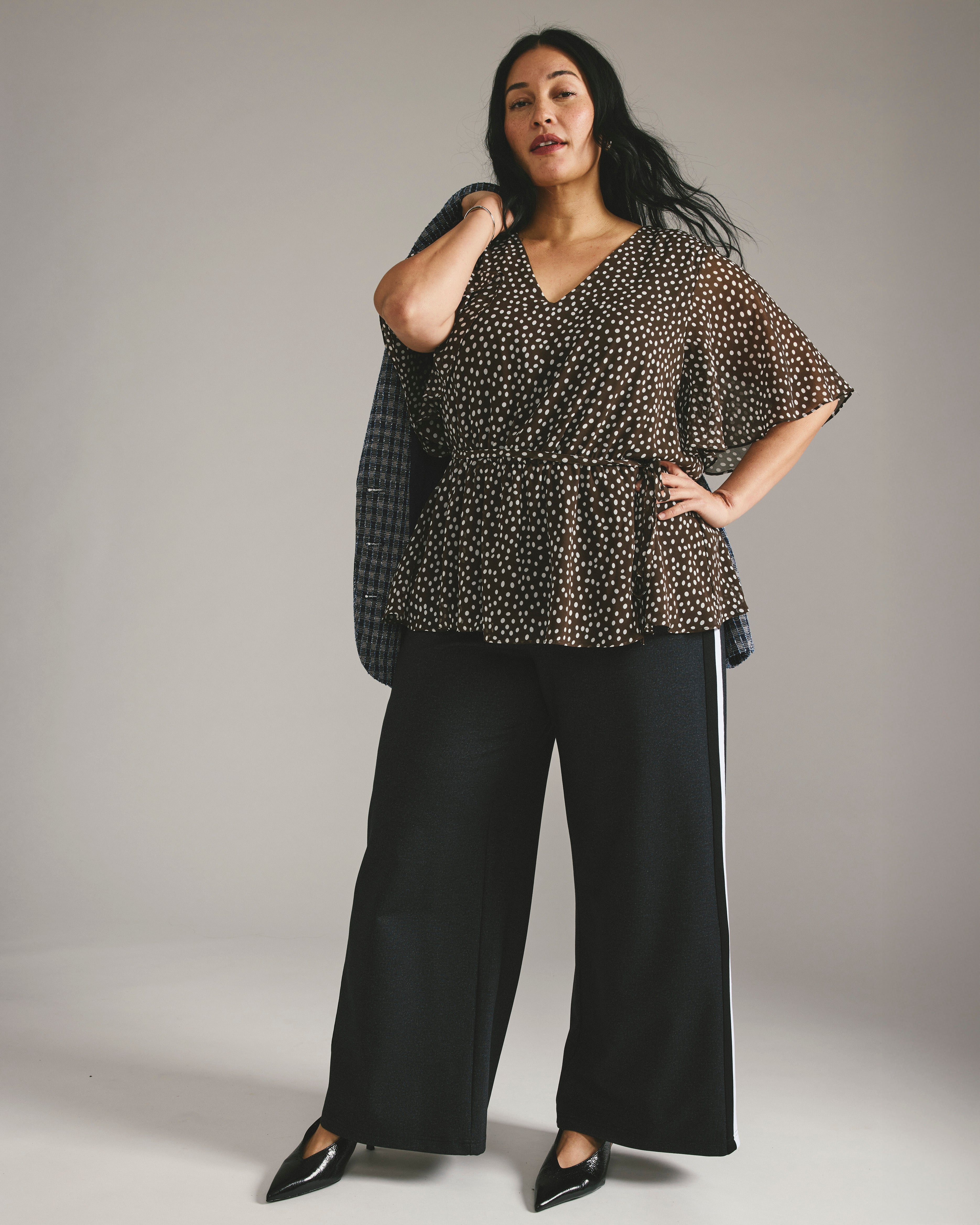 PowerPonte Denim Stephanie Pants - Charcoal with Black/White Stripe