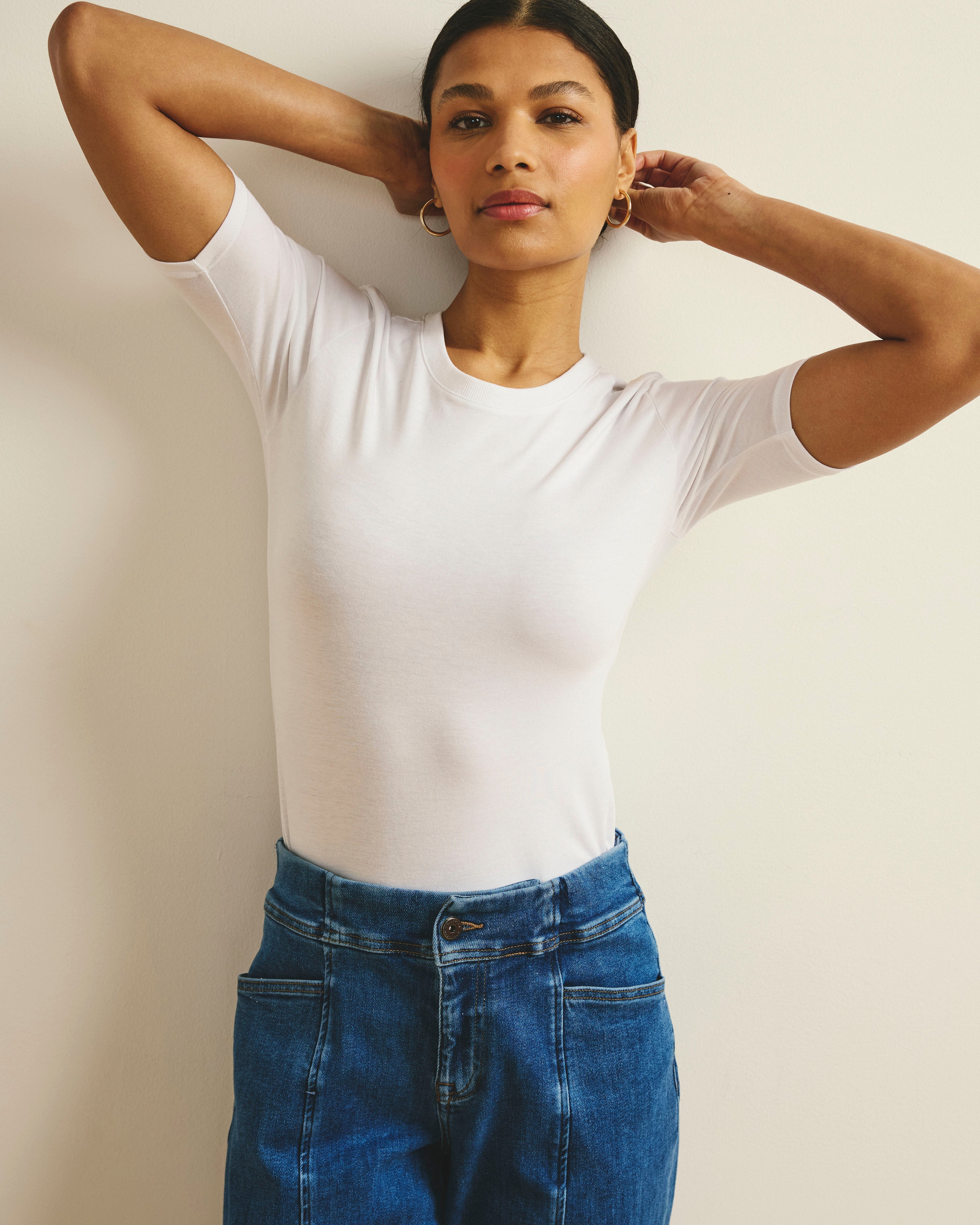 Maia Stovepipe Sleeve Tee - White