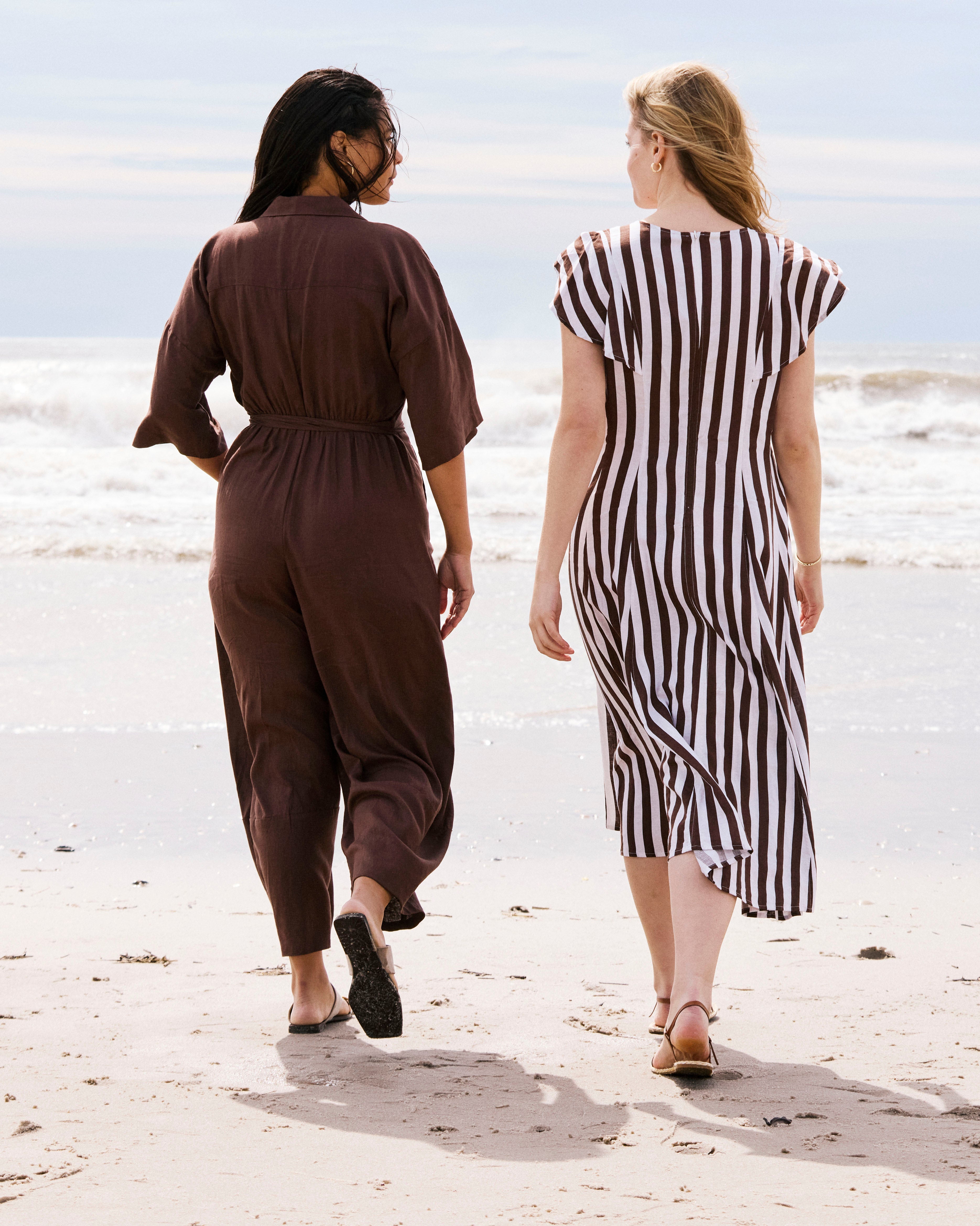 Maggie Barrel Leg Linen Blend Jumpsuit - Peppercorn