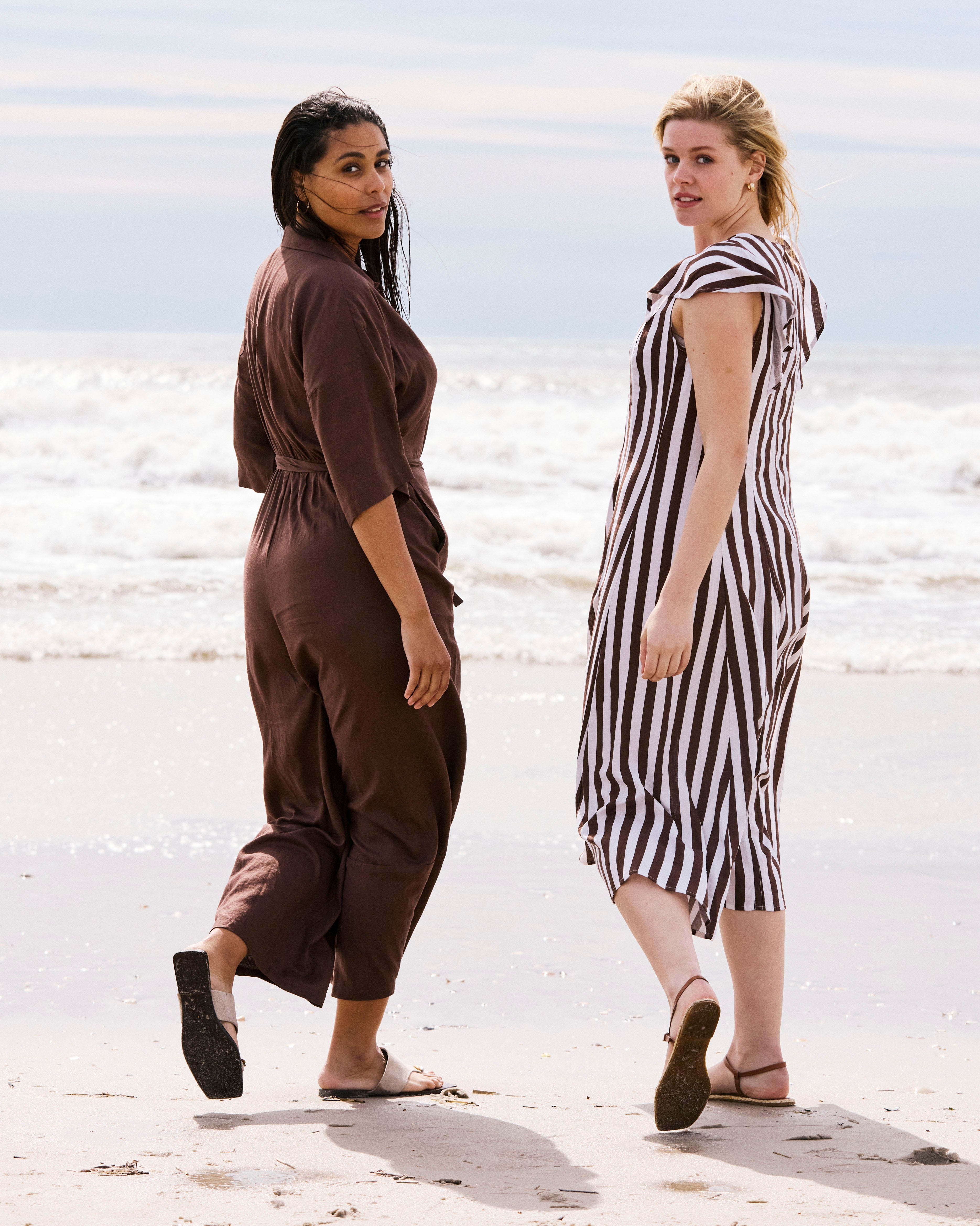 Maggie Barrel Leg Linen Blend Jumpsuit - Peppercorn