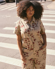 Kate Stretch Cotton Twill Jumpsuit - Wild Flower Bouquet Print