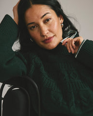 Safiya Cable Knit Sweater - Forest Green