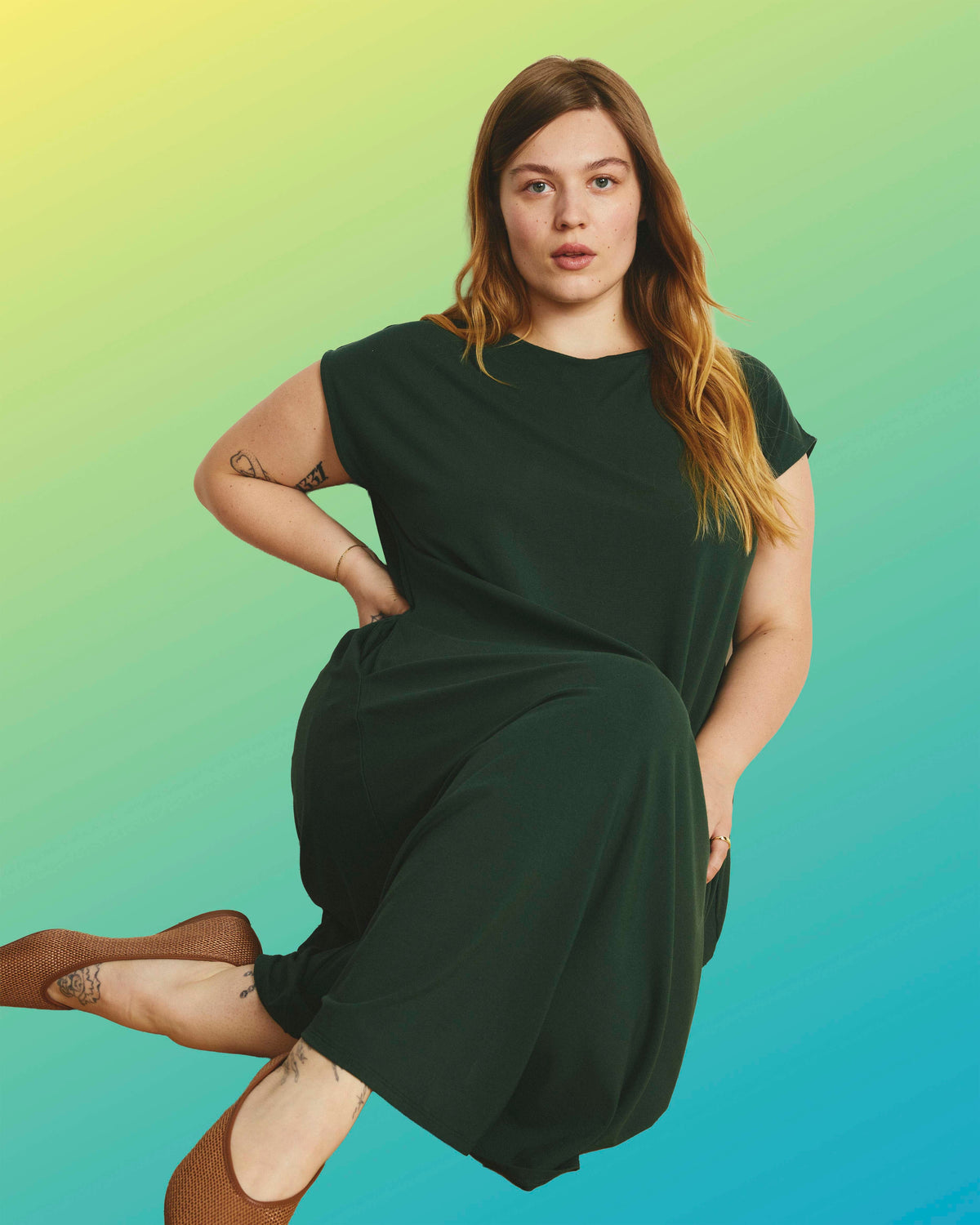 Capri Divine Jersey Flared Dress - Conifer